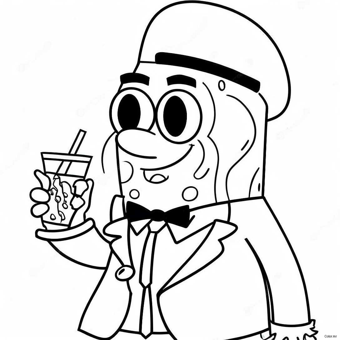 Spongebob In A Cool Gangster Outfit Coloring Page 42922 35741