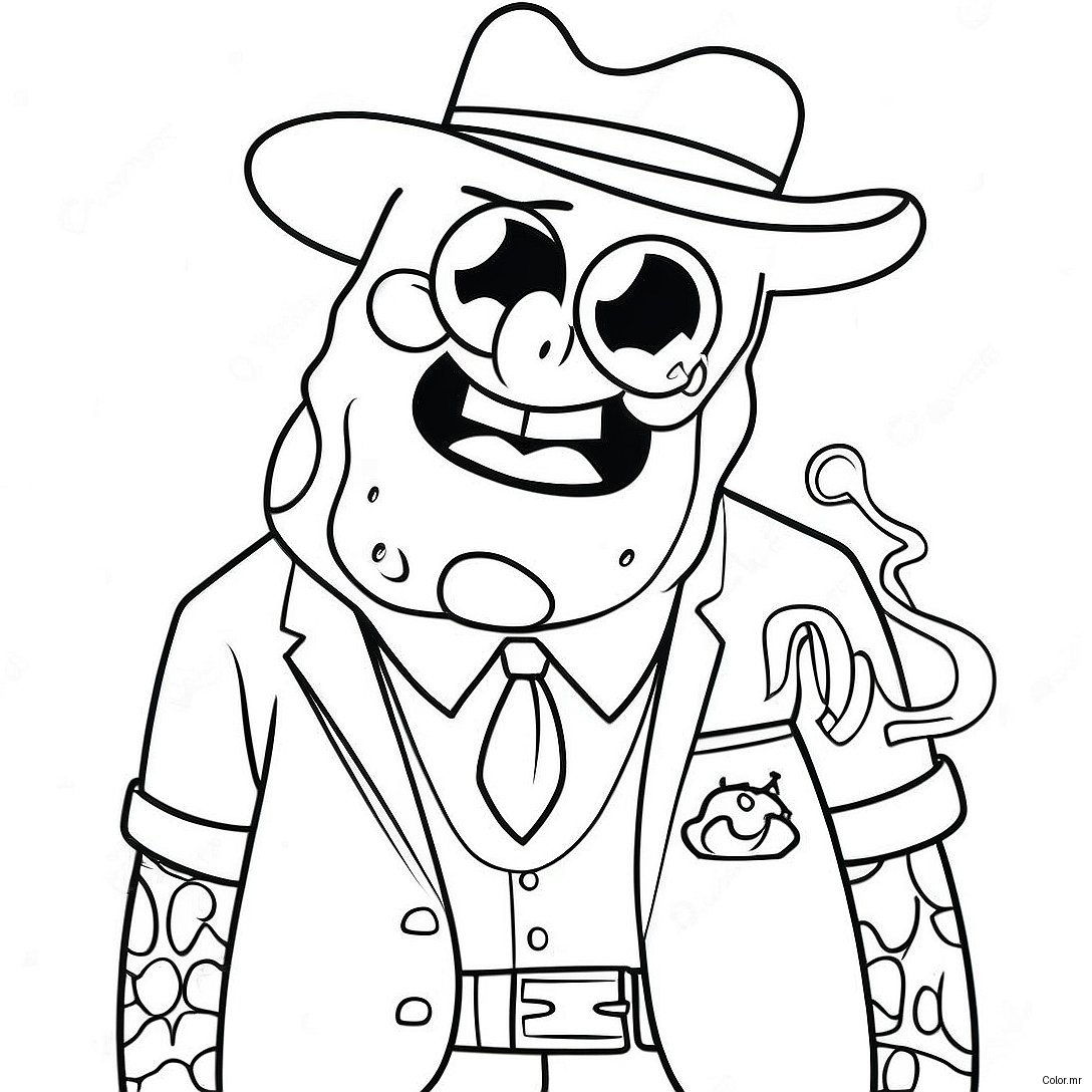 Spongebob In A Cool Gangster Outfit Coloring Page 42922 35743