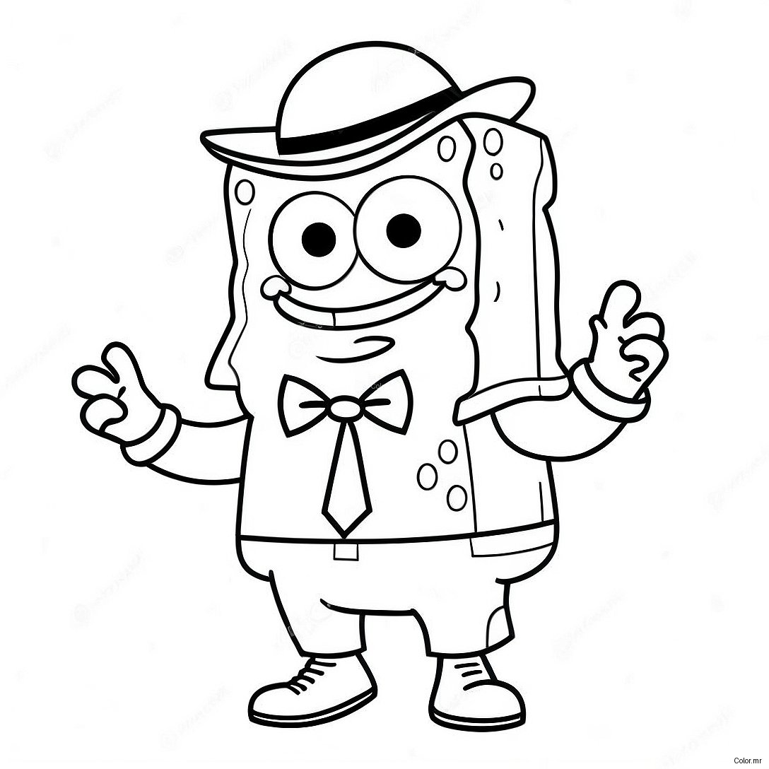 Spongebob In A Cool Gangster Outfit Coloring Page 42922 35744