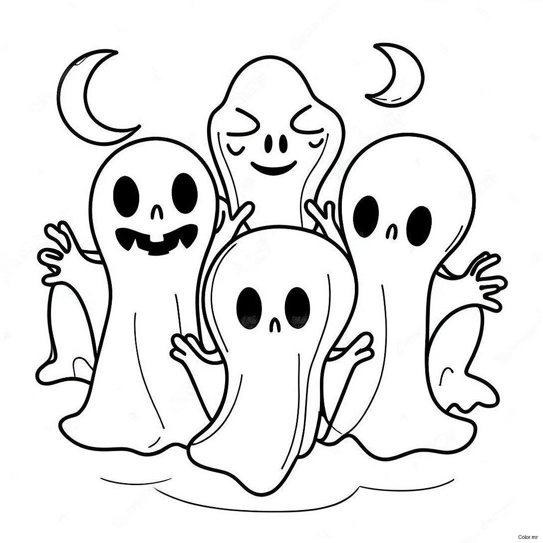 Spooky Ghosts Trick Or Treat Coloring Page 3139 2565