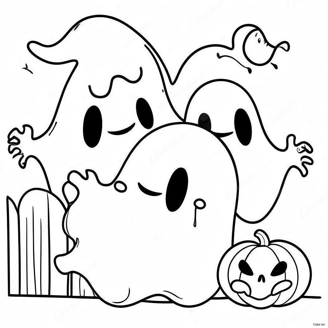 Spooky Ghosts Trick Or Treat Coloring Page 3139 2567