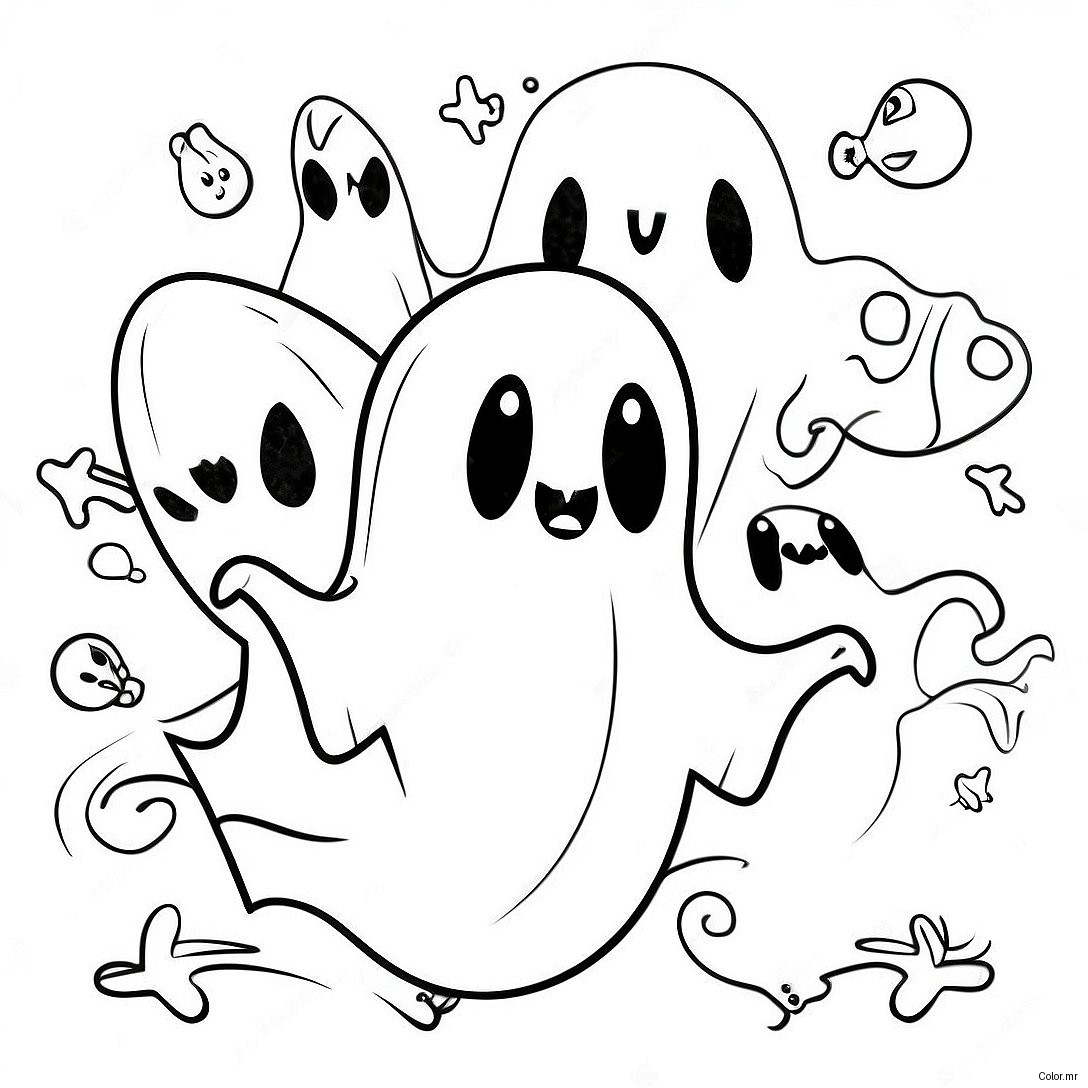 Spooky Ghosts Trick Or Treat Coloring Page 3139 2568