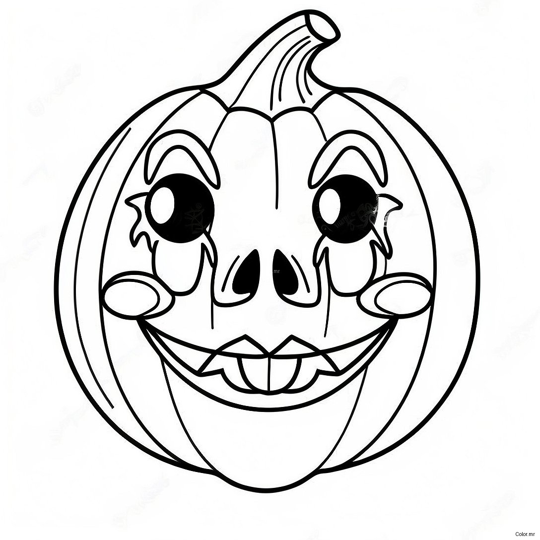Spooky Pumpkin Halloween Mask Coloring Page 42481 35204