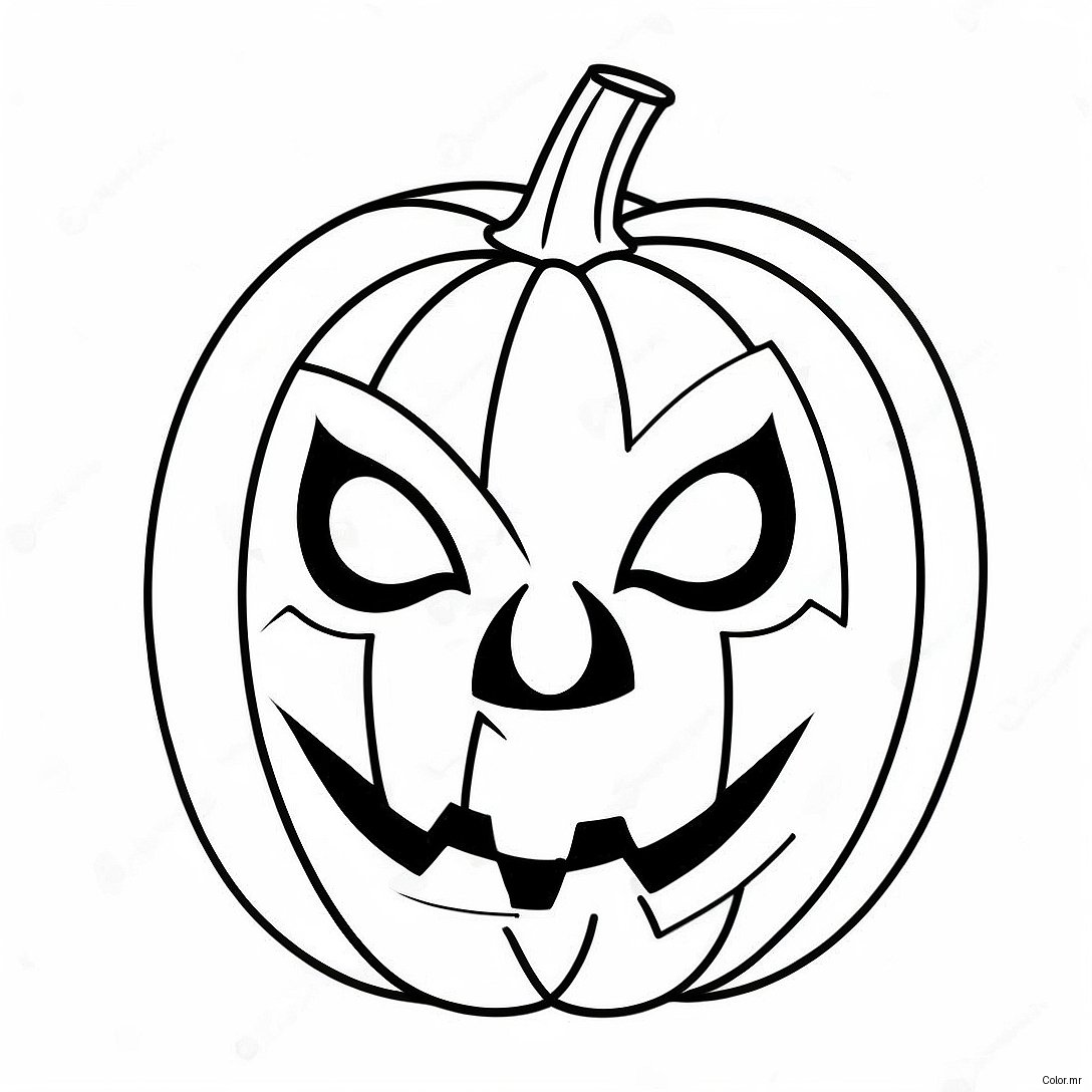 Spooky Pumpkin Halloween Mask Coloring Page 42481 35404