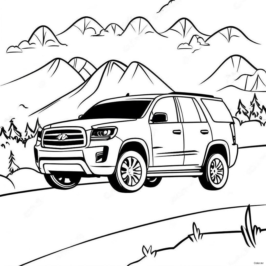 Sporty Suv Driving Through Mountains Coloring Page 30489 27385