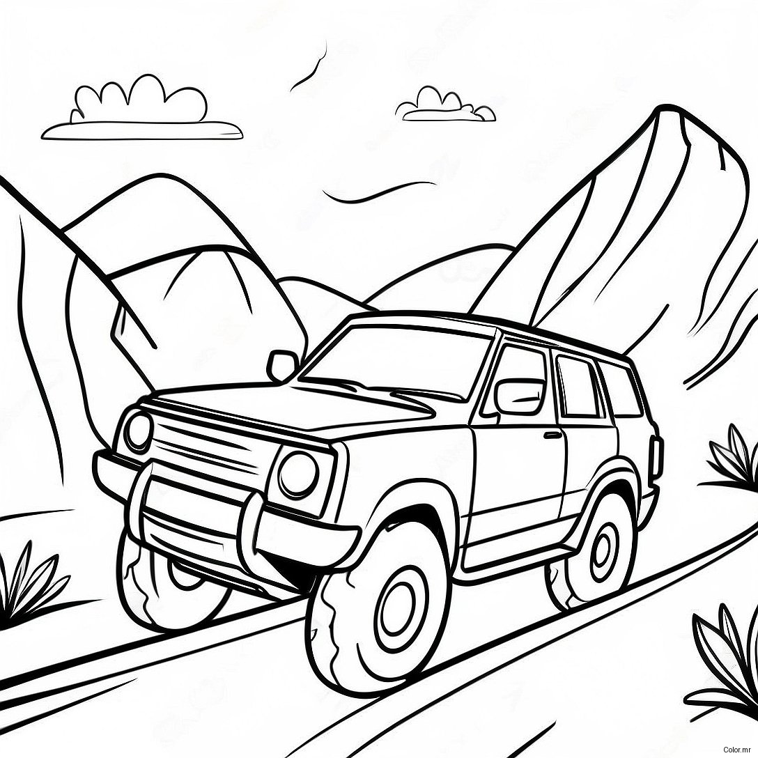 Sporty Suv Driving Through Mountains Coloring Page 30489 27386