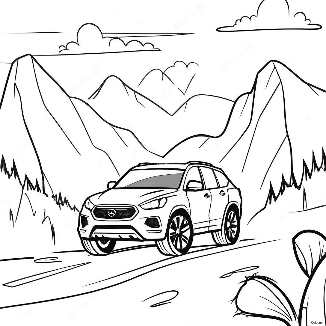 Sporty Suv Driving Through Mountains Coloring Page 30489 27388