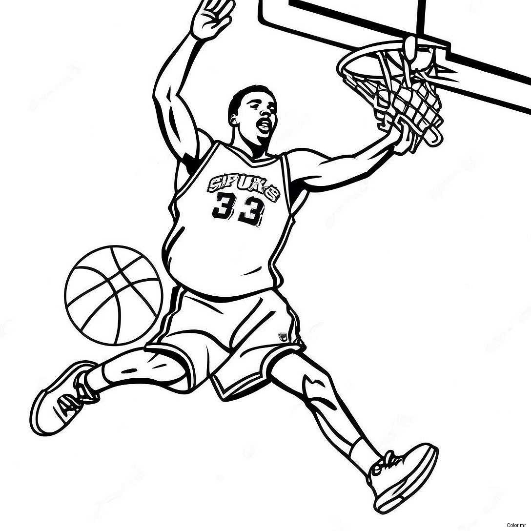 Spurs Basketball Player Dunking Coloring Page 52237 43465