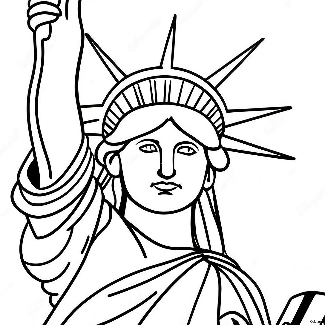 Statue Of Liberty With Sparkling Stars Coloring Page 25536 23511