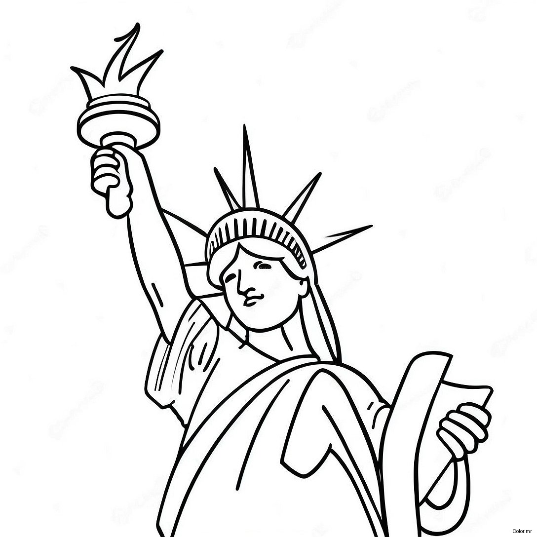 Statue Of Liberty With Sparkling Stars Coloring Page 25536 23512