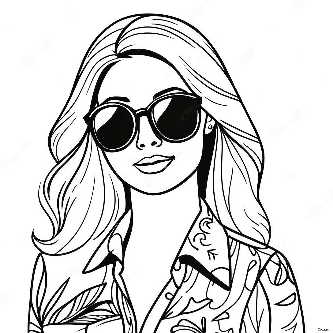 Stylish Malibu Barbie With Sunglasses Coloring Page 46814 38966