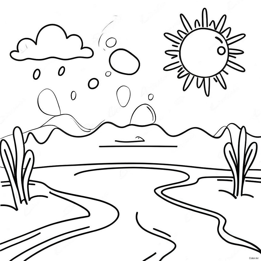 Sunny Day Water Cycle Coloring Page 33762 17886