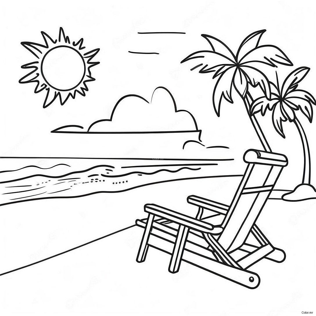 Sunny Florida Beach Scene Coloring Page 12858 10691