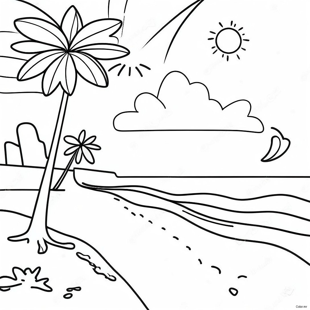 Sunny July Beach Scene Coloring Page 11538 9454