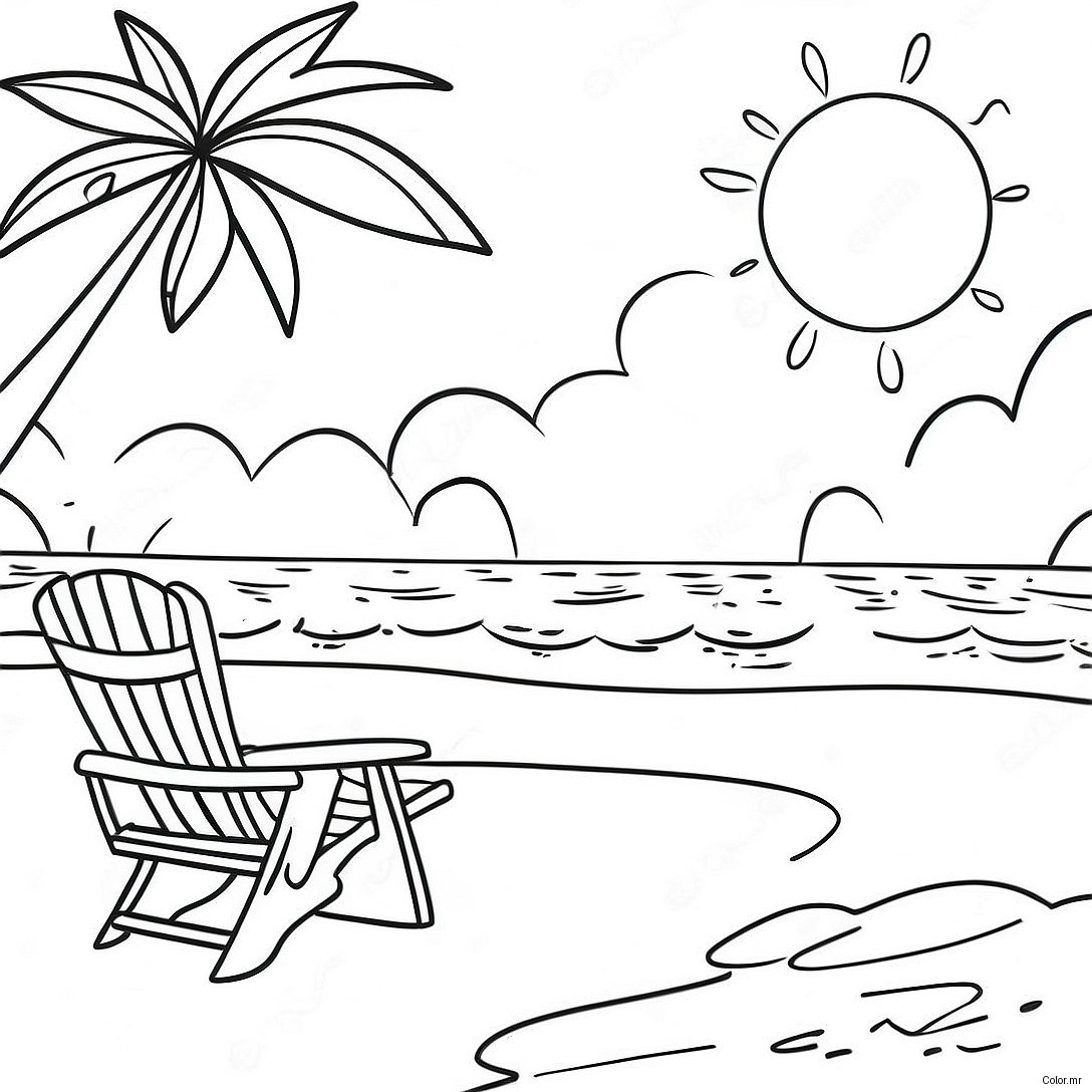 Sunny July Beach Scene Coloring Page 11538 9455