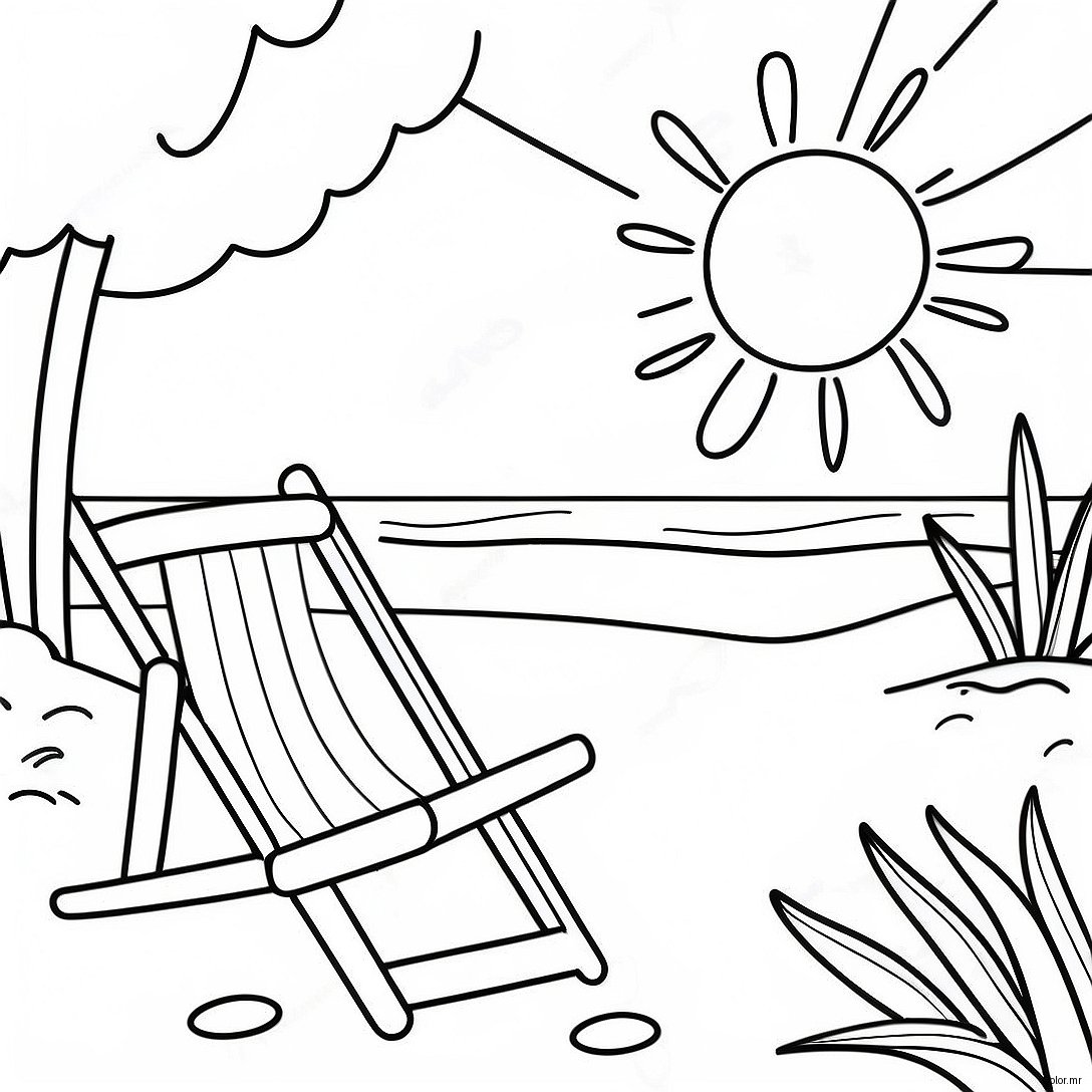 Sunny July Beach Scene Coloring Page 11538 9456