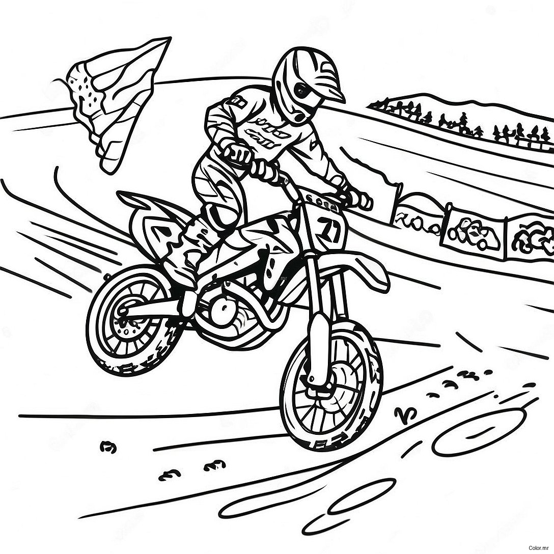 Supercross Dirt Bike Racing Scene Coloring Page 13417 11136