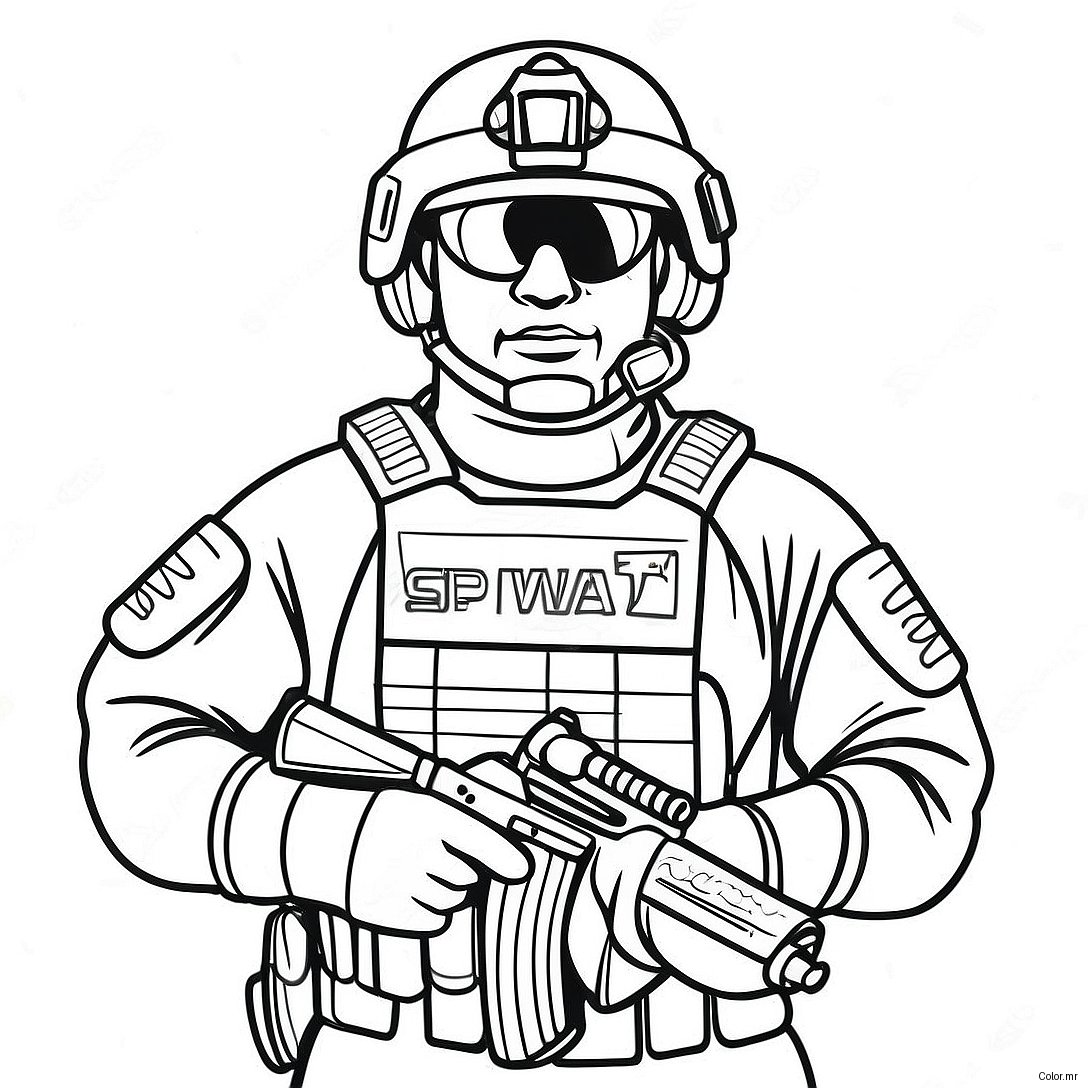 Swat Officer In Tactical Gear Coloring Page 9067 7409