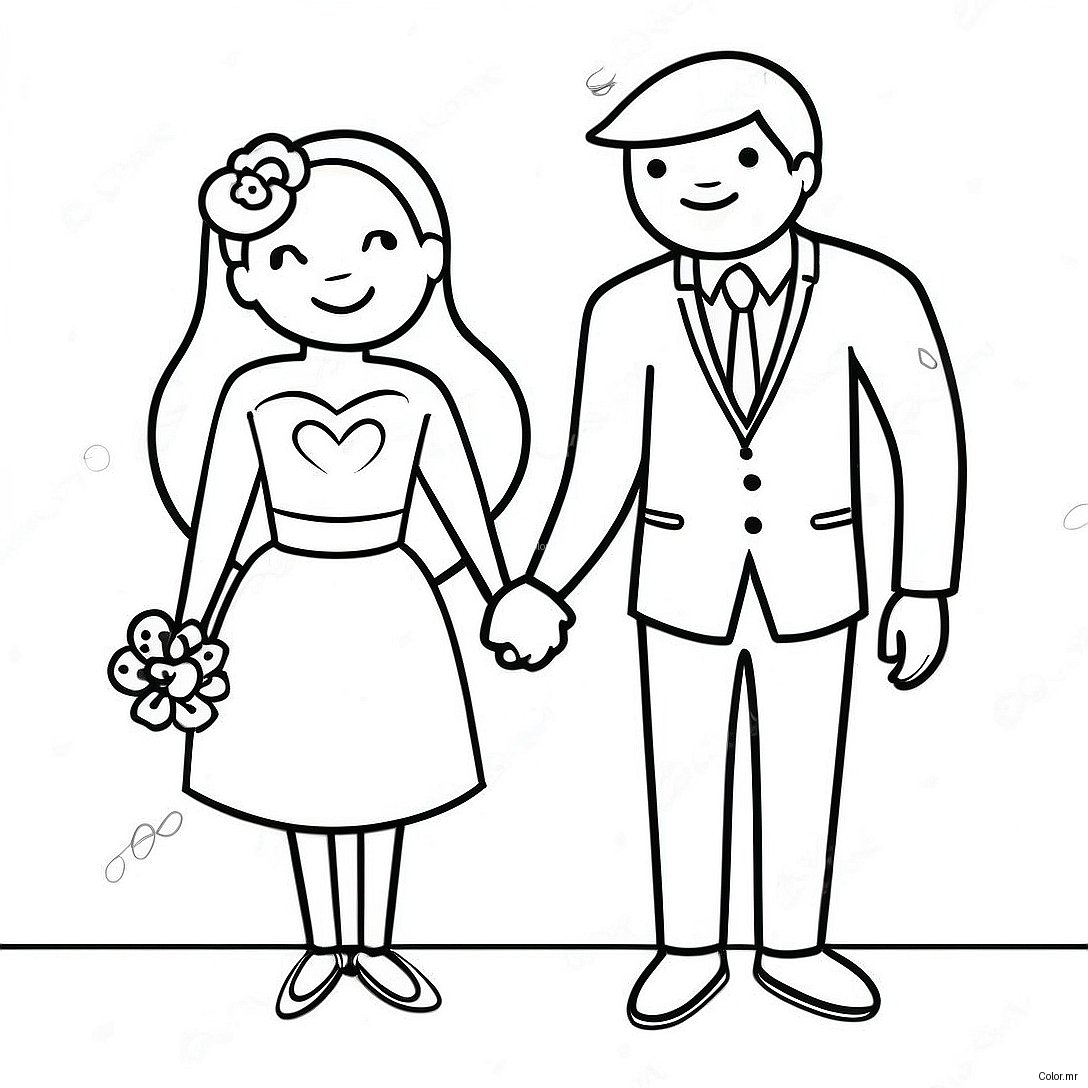 Sweetheart Couple Holding Hands Coloring Page 44993 37396