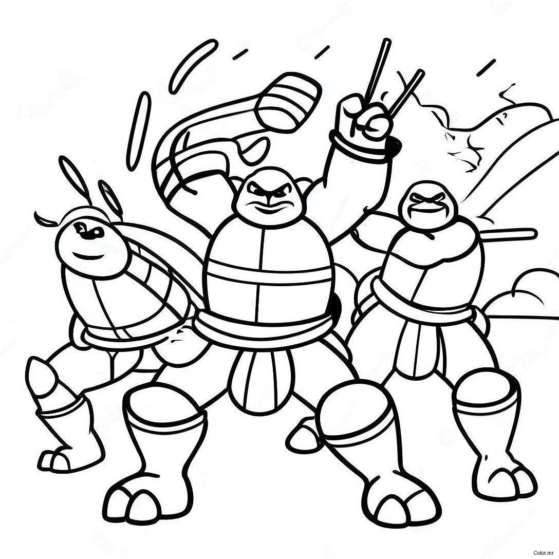 Teenage Mutant Ninja Turtles Action Scene Coloring Page 56322 46818