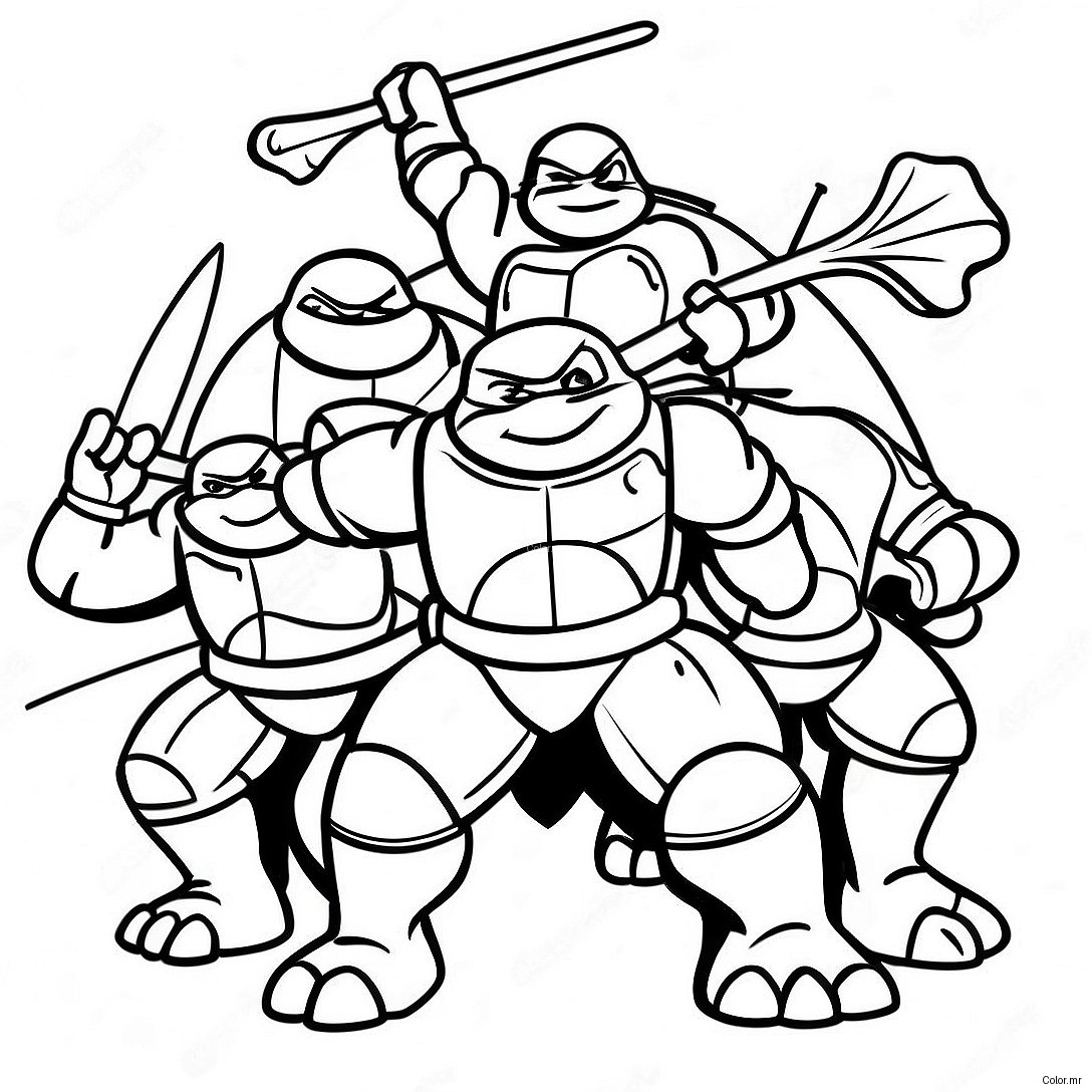 Teenage Mutant Ninja Turtles Action Scene Coloring Page 56322 46819