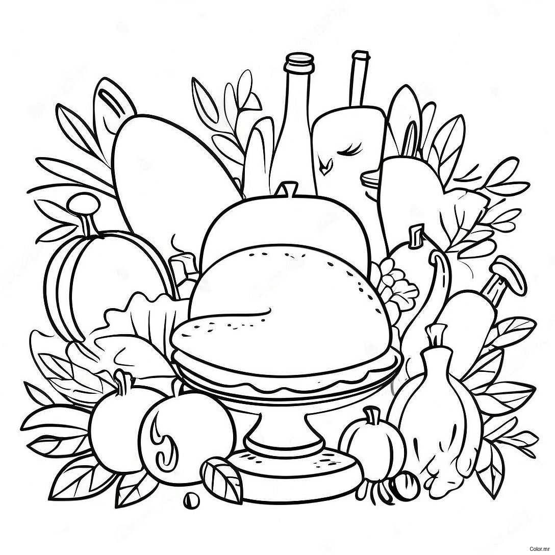 Thanksgiving Celebration With Instruments Coloring Page 73155 60395