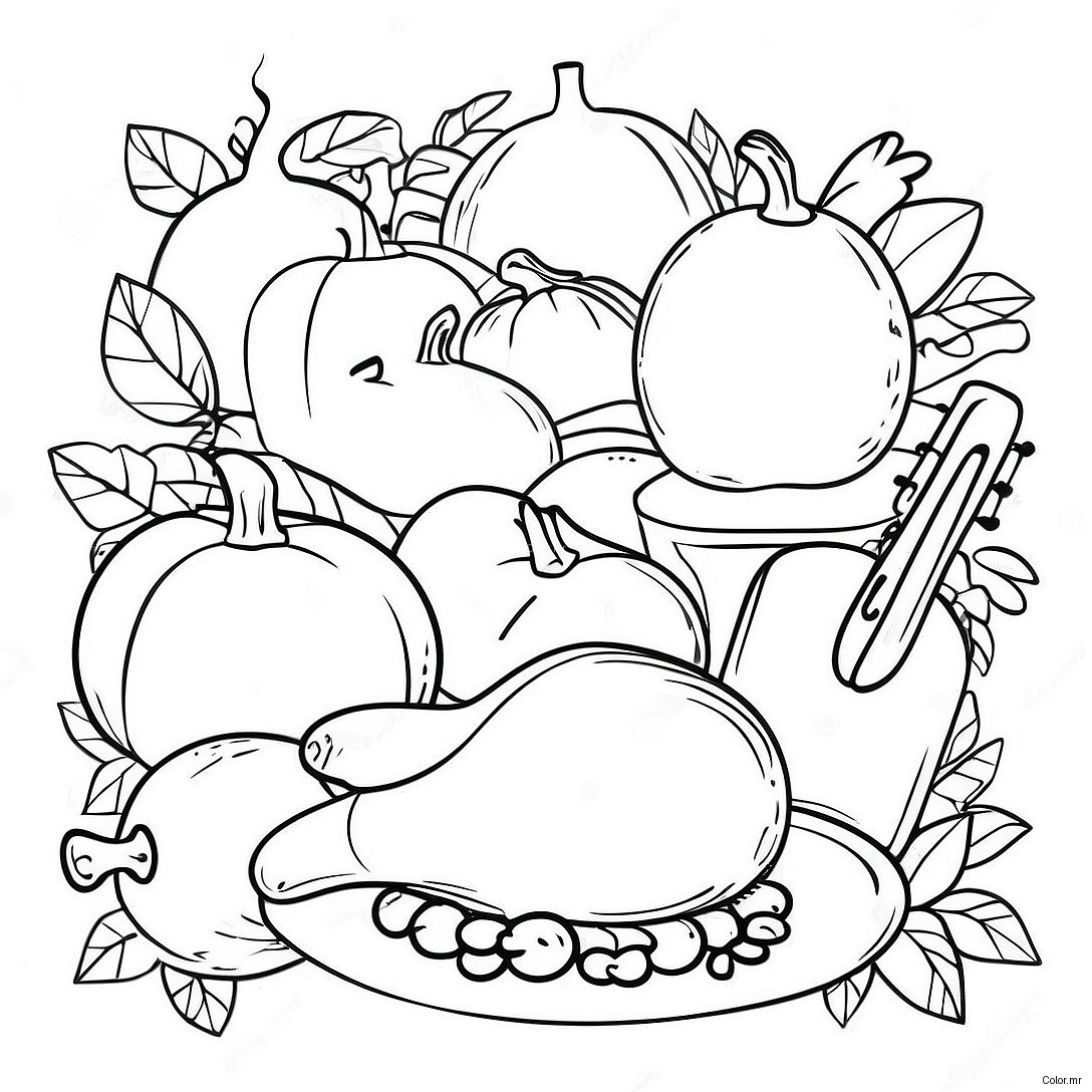 Thanksgiving Celebration With Instruments Coloring Page 73155 60396