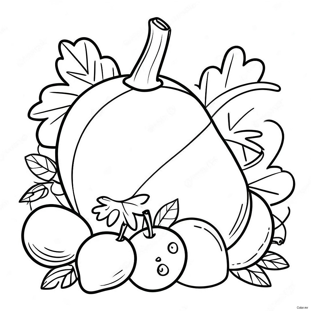 Thanksgiving Cornucopia With Fruits Coloring Page 9297 7595