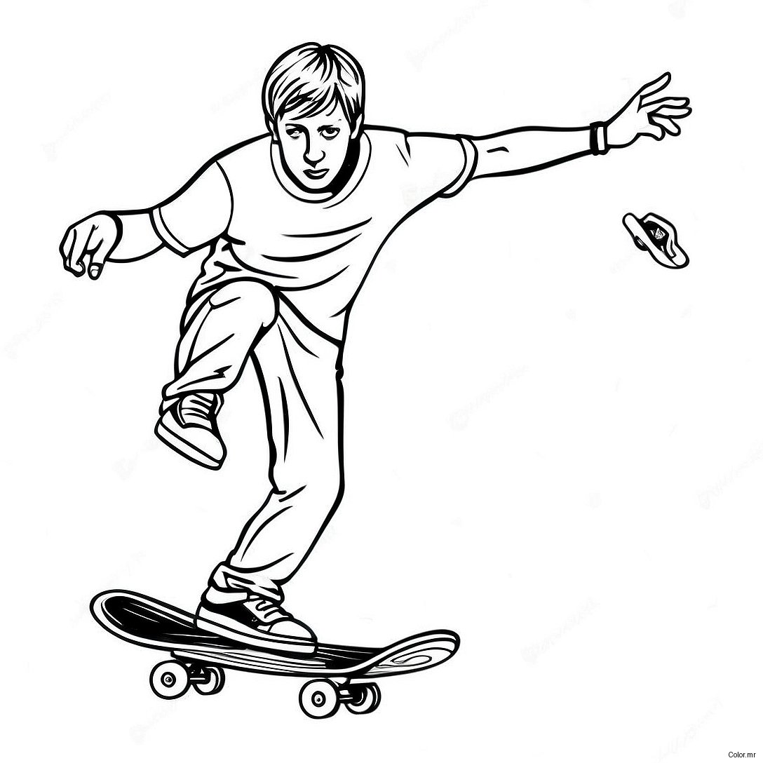 Tony Hawk Performing A Skateboard Trick Coloring Page 41700 34597