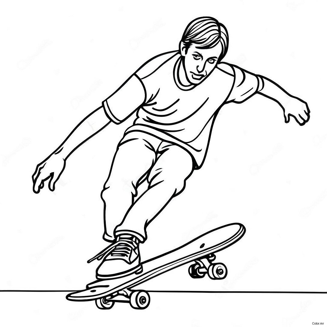 Tony Hawk Performing A Skateboard Trick Coloring Page 41700 34599