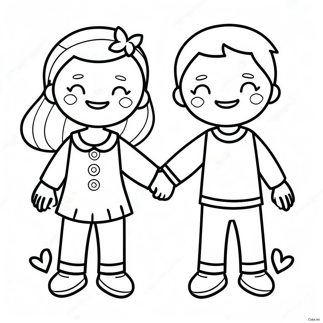 Two Bffs Holding Hands Coloring Page 8645 7077