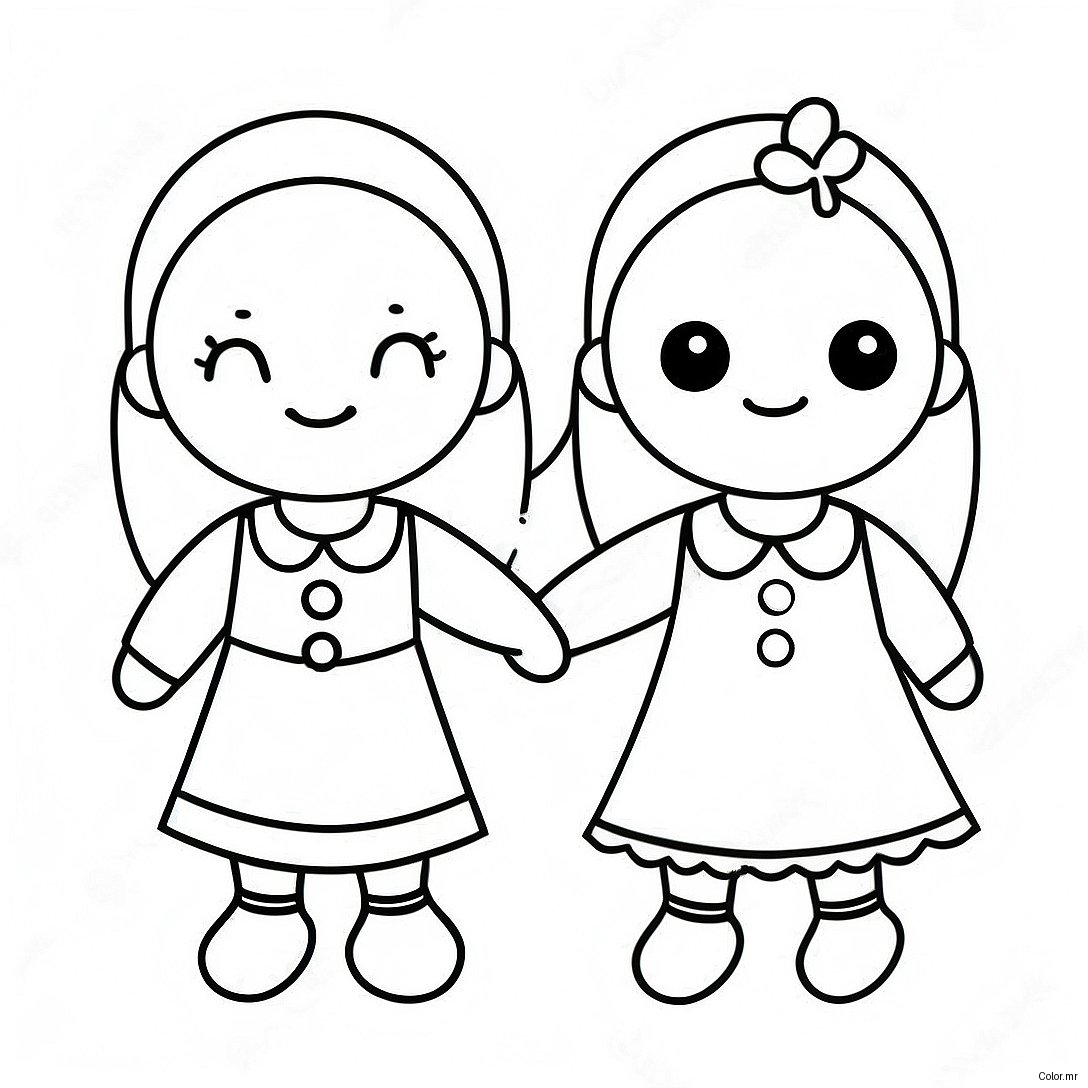 Two Bffs Holding Hands Coloring Page 8645 7078
