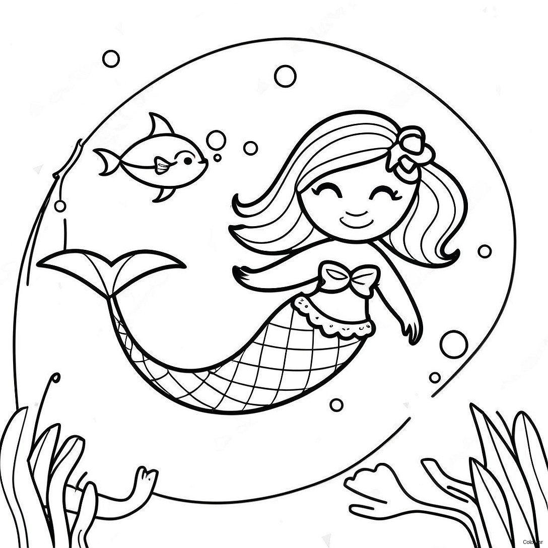 Underwater Mermaid With Friendly Dolphin Coloring Page 71534 59111