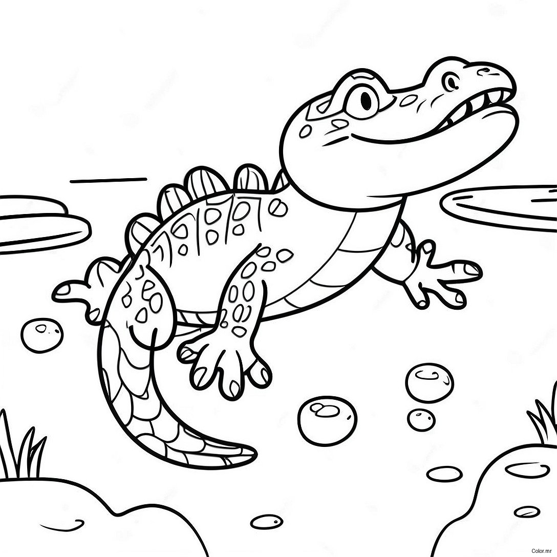 Vector The Crocodile Swimming In Water Coloring Page 41600 34523