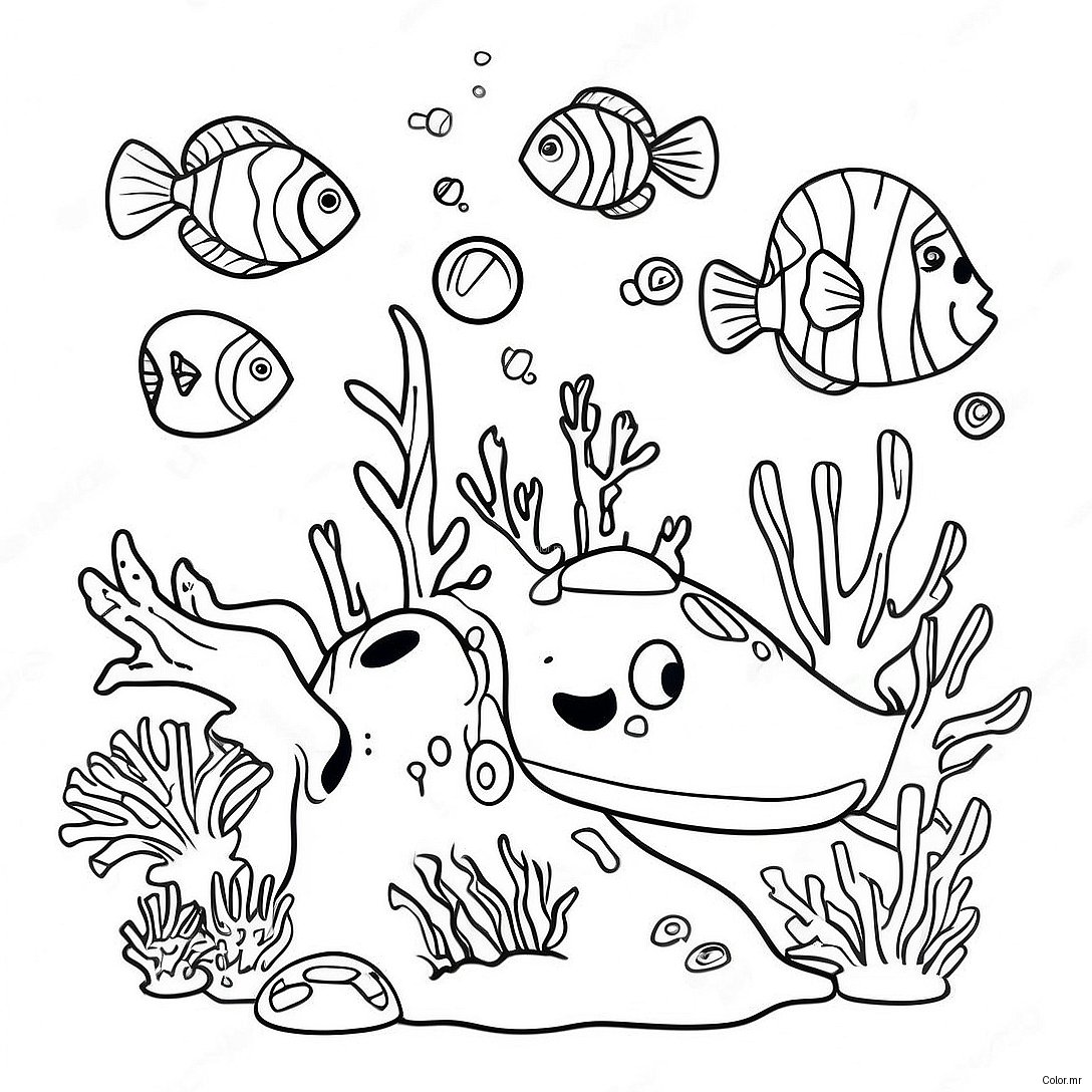 Vibrant Coral Reef Scene Coloring Page 5493 4397