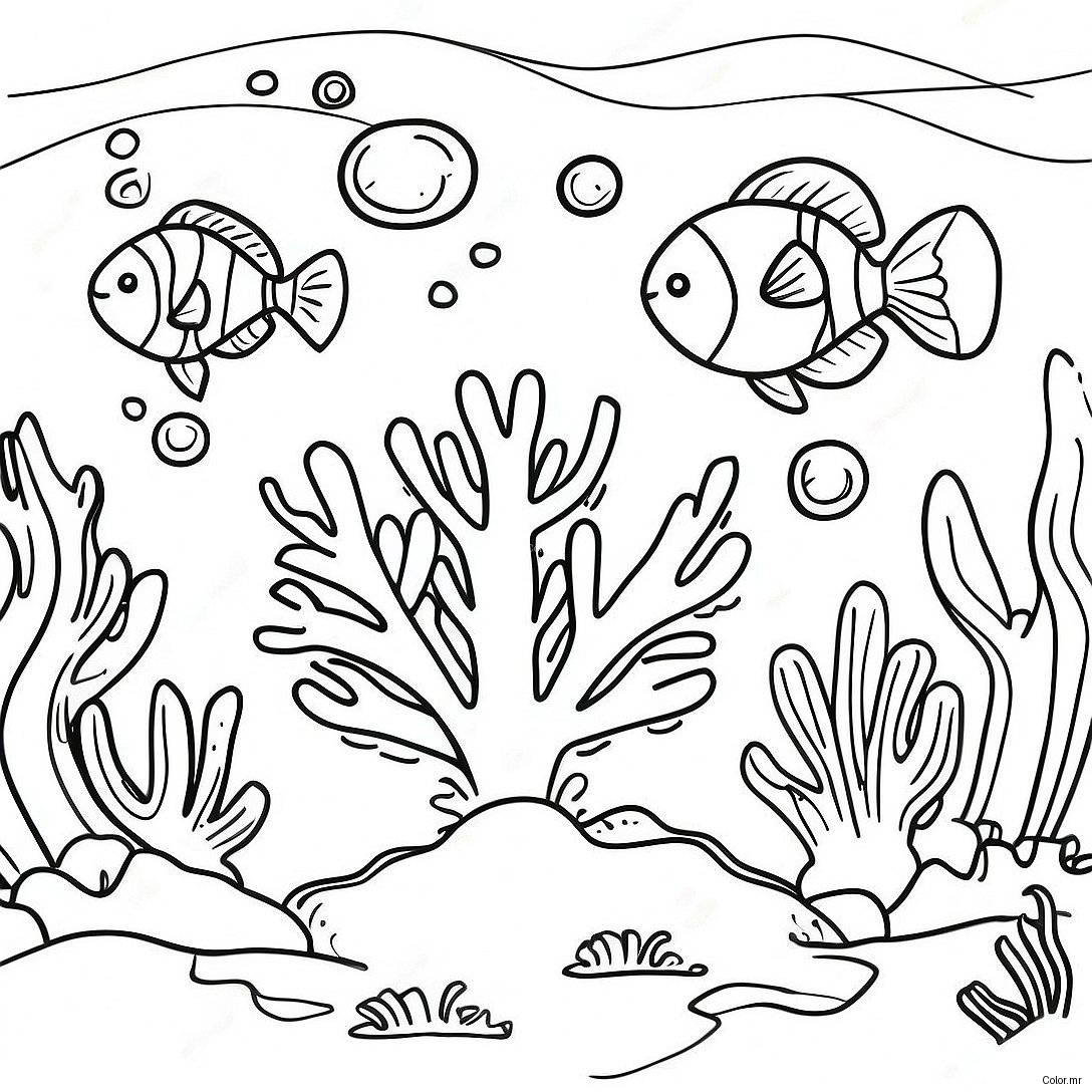 Vibrant Coral Reef Scene Coloring Page 5493 4398