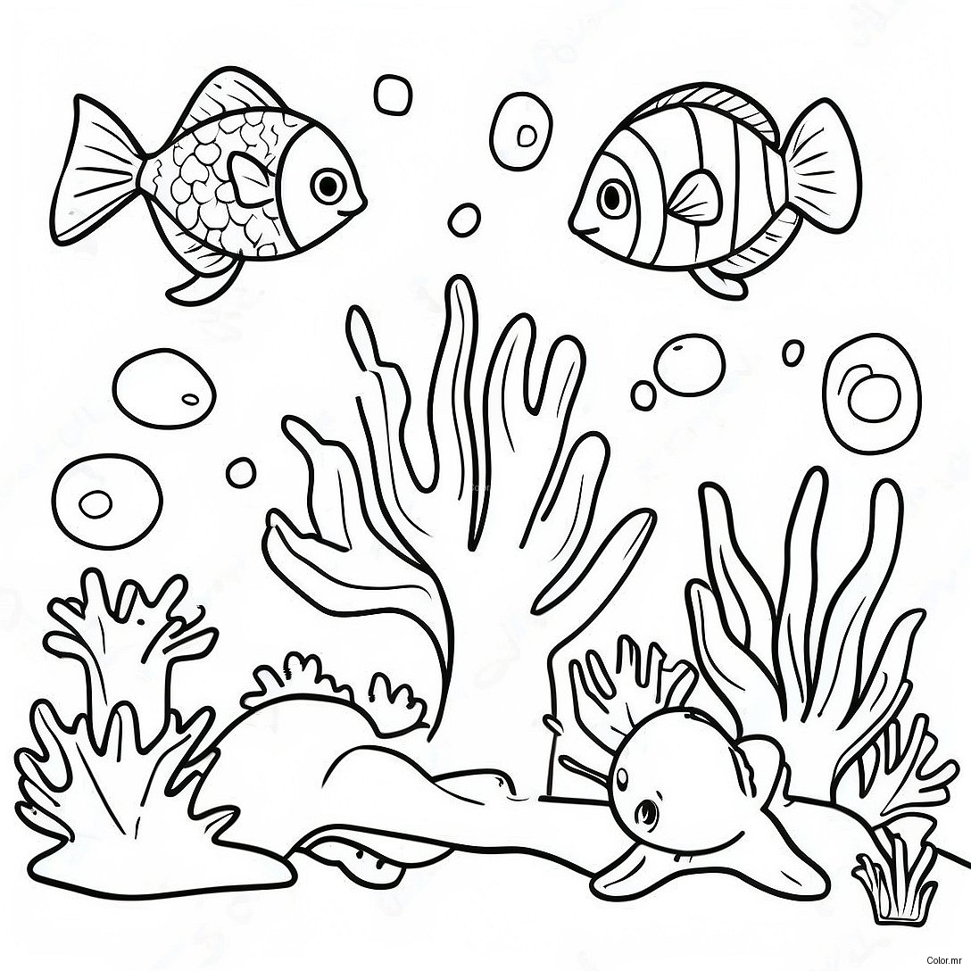 Vibrant Coral Reef Scene Coloring Page 5493 4399