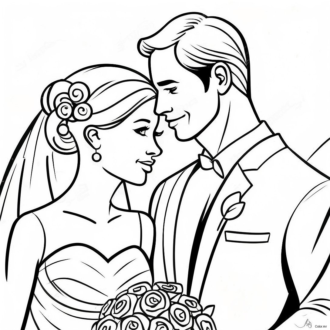 Wedding Day Bride And Groom Coloring Page 43222 35974