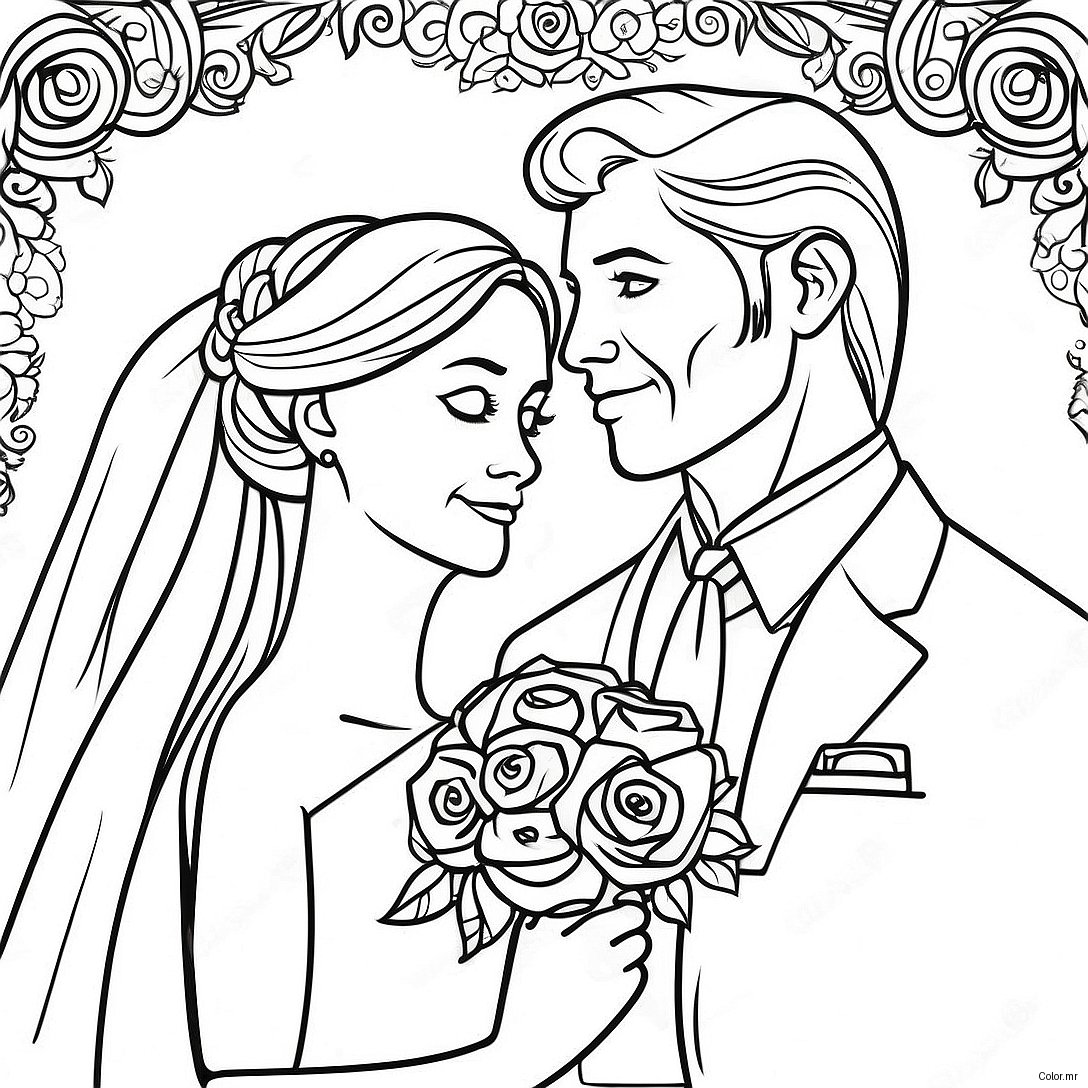 Wedding Day Bride And Groom Coloring Page 43222 35976
