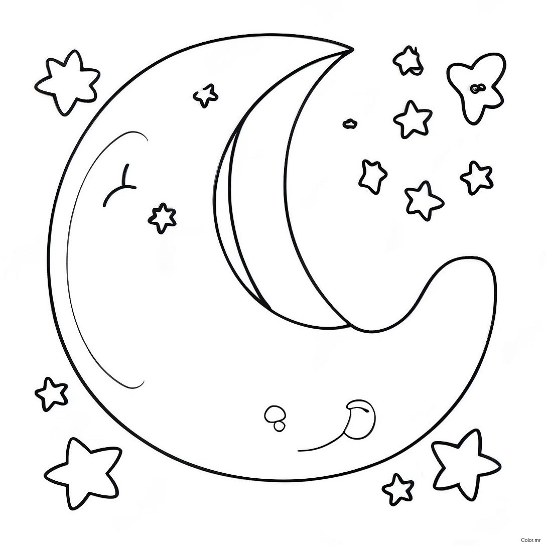 Whimsical Celestial Moon And Stars Coloring Page 18026 15105
