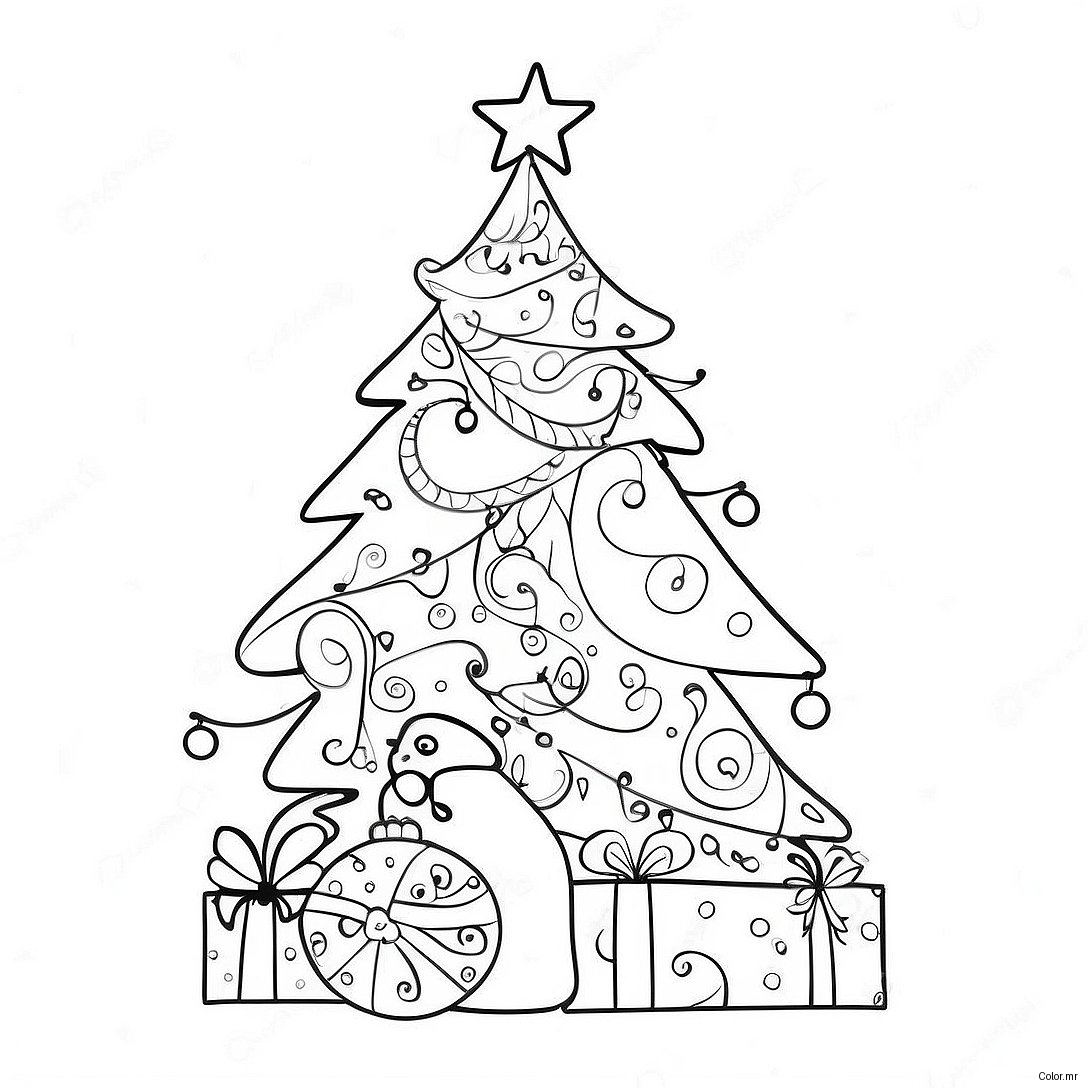 Whimsical Christmas Tree With Ornaments Coloring Page 4752 3824