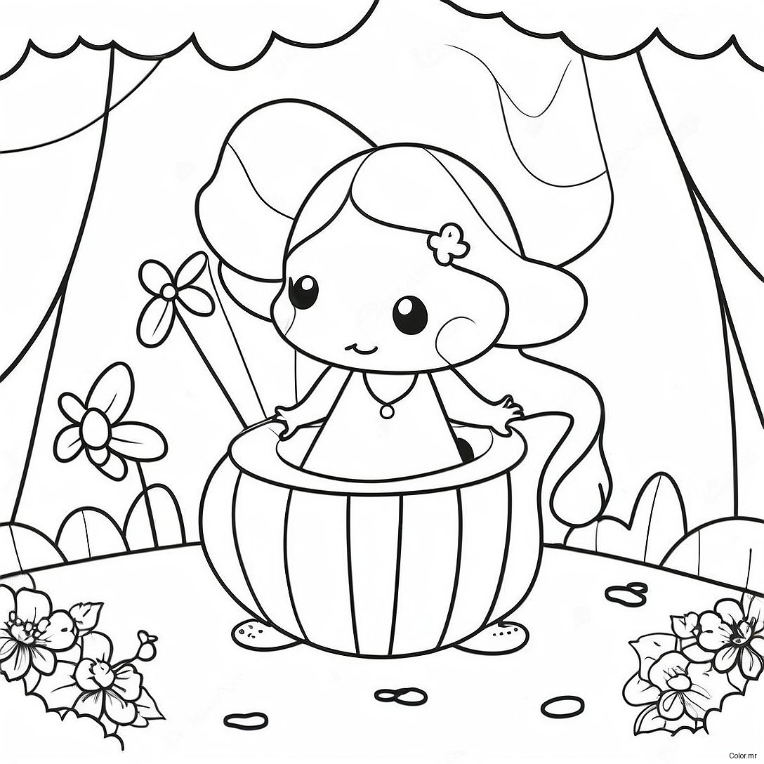 Whimsical Fairy Garden Scene Coloring Page 47034 39144