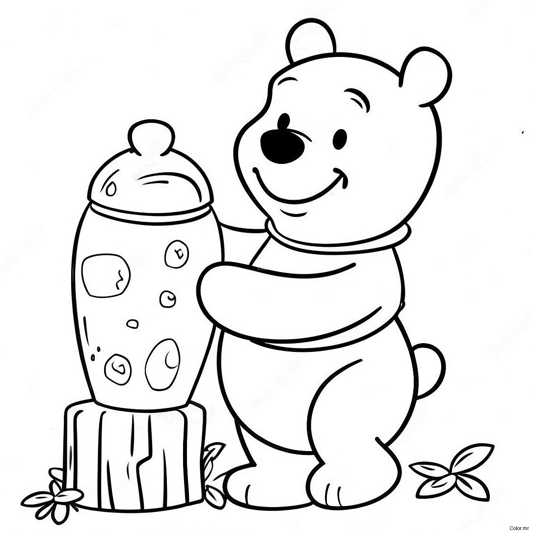 Winnie The Pooh With A Big Honey Pot Coloring Page 43603 36282