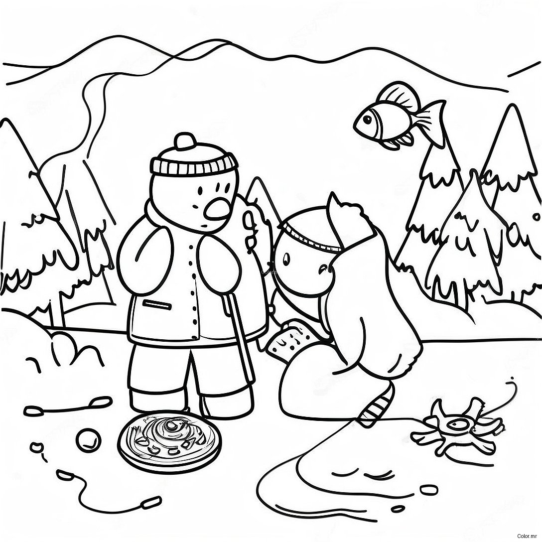 Winter Wonderland Ice Fishing Coloring Page 52617 43766