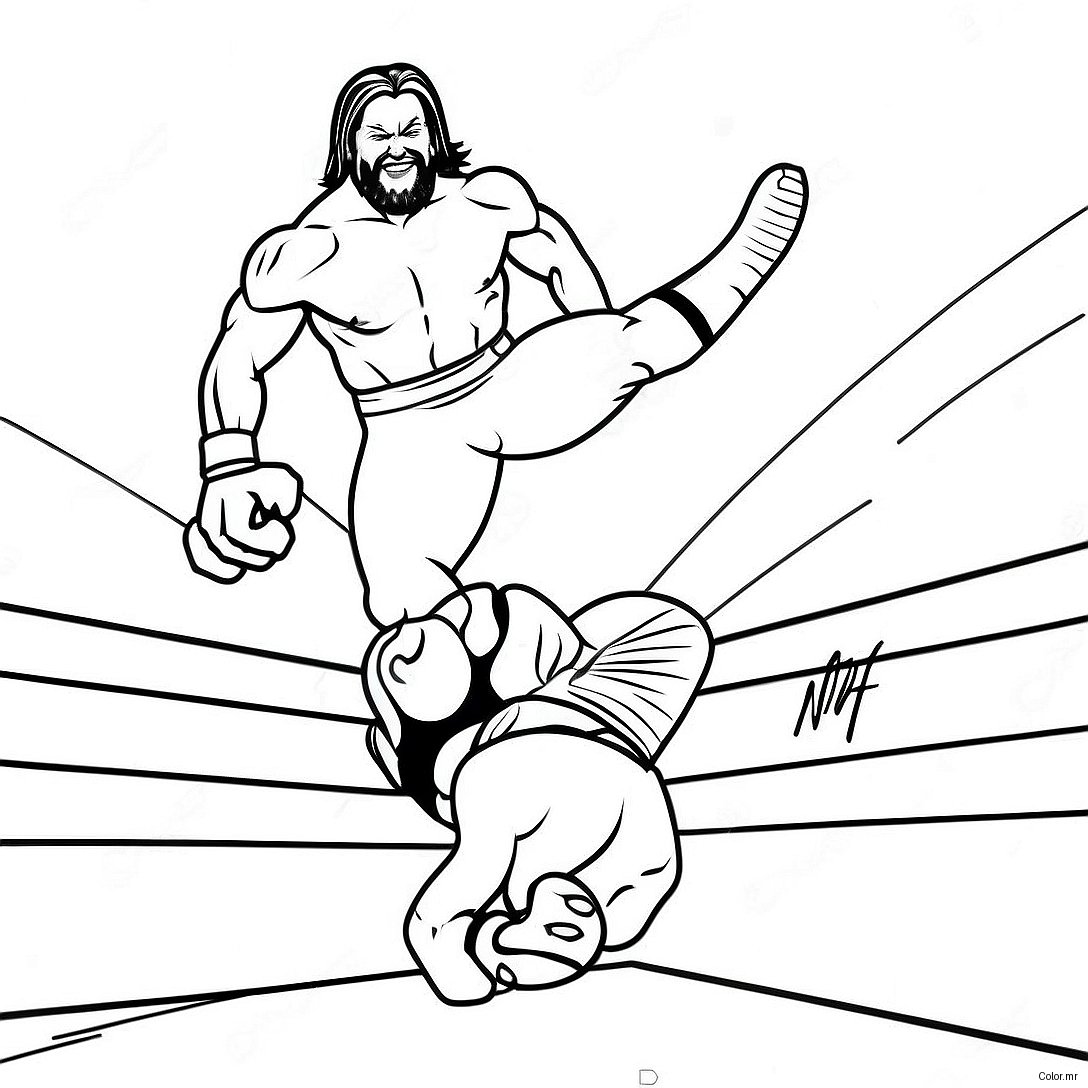 Wwe Wrestler Jumping On Opponent Coloring Page 15530 13154