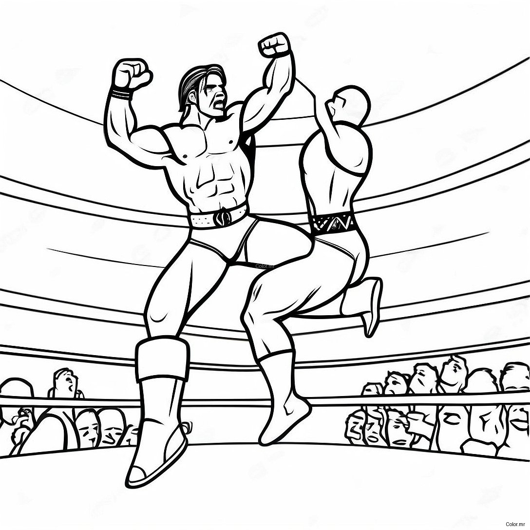 Wwe Wrestler Jumping On Opponent Coloring Page 15530 13156