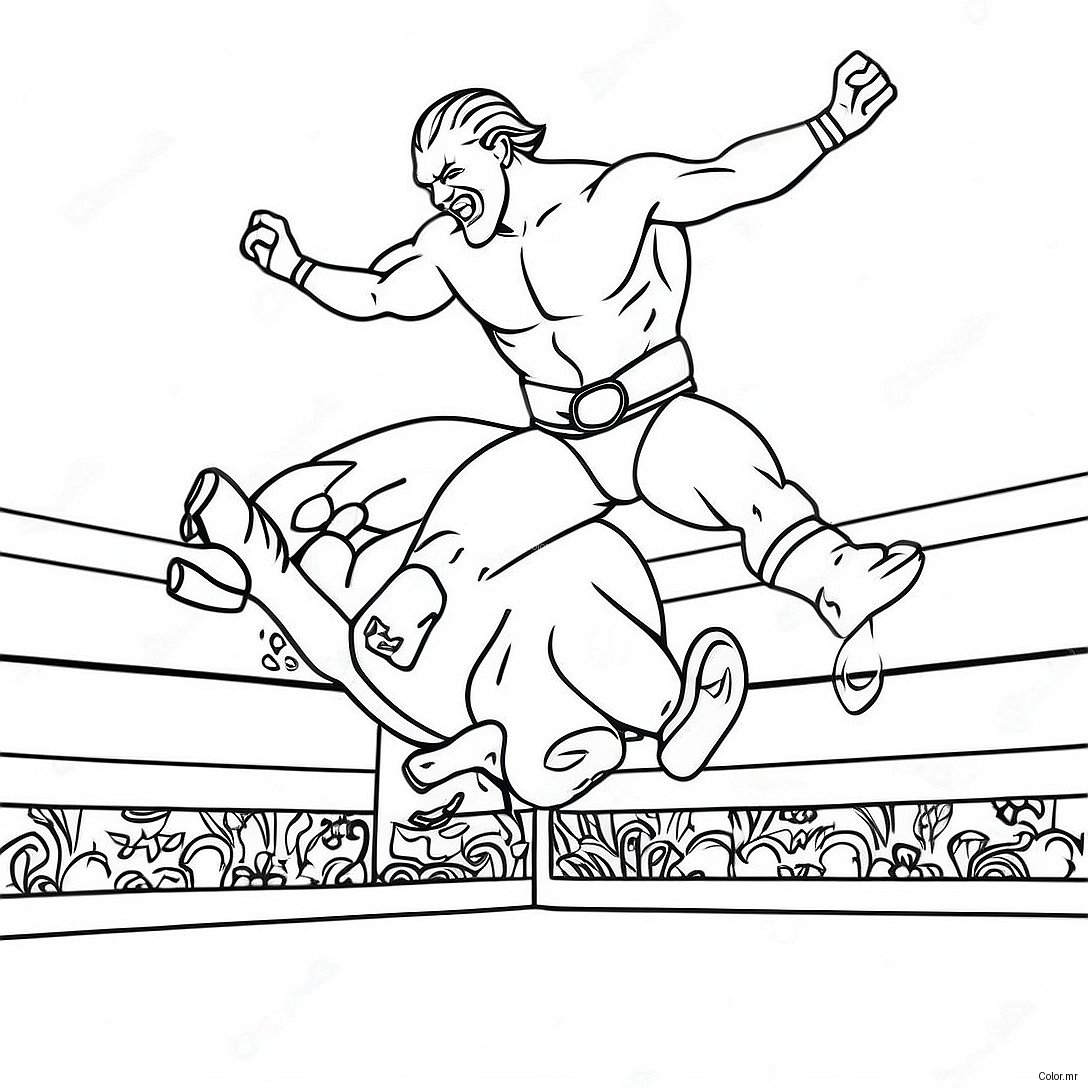 Wwe Wrestler Jumping On Opponent Coloring Page 33782 17902