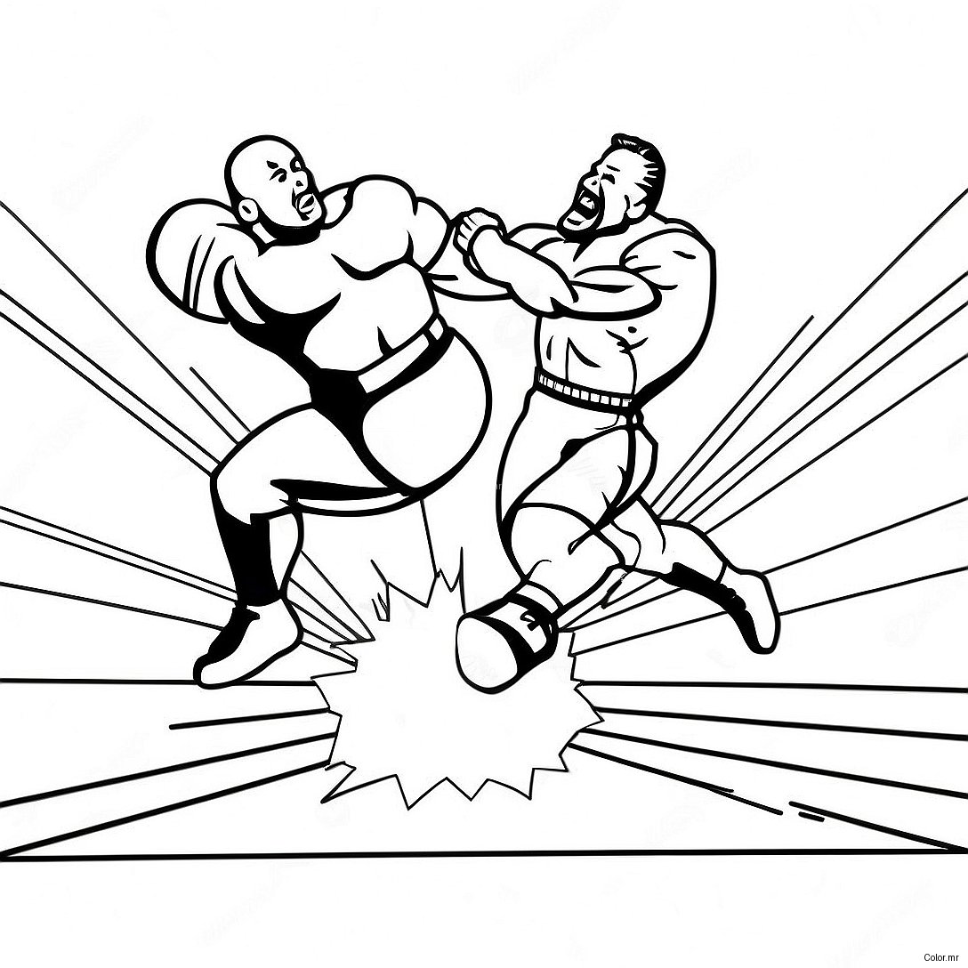 Wwe Wrestler Jumping On Opponent Coloring Page 33782 17903