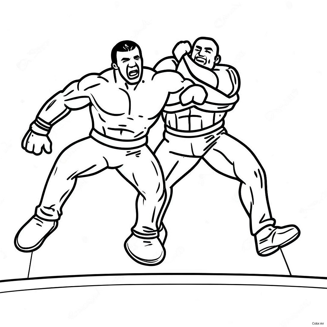 Wwe Wrestler Jumping On Opponent Coloring Page 41349 34329