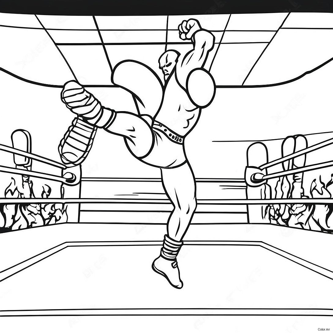 Wwe Wrestler Jumping On Opponent Coloring Page 41349 34331